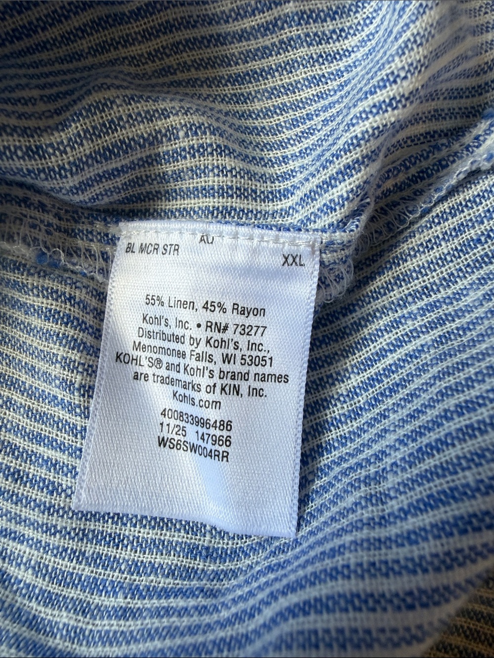 Light Blue Striped Women's Short-Sleeve Linen Shirt - Picture 6 of 6